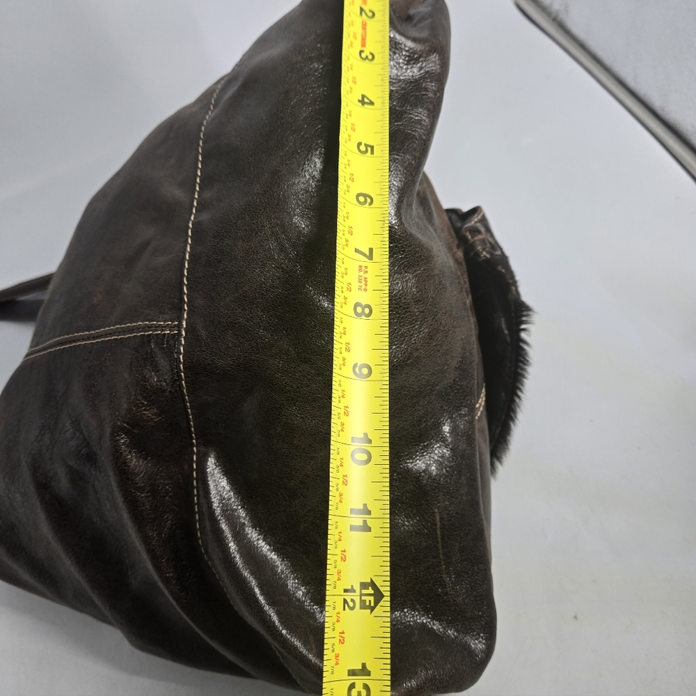 Marco Buggiani Brown Leather Drawstring Tote Bag - image 3